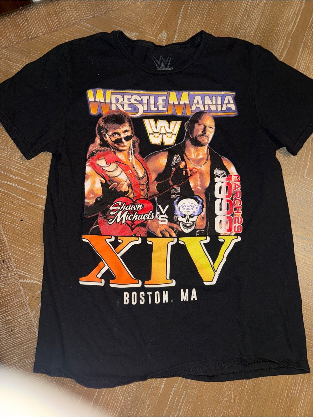 WWE Wrestlemania XIV Adult S T-Shirt  - Shawn Michaels Stone Cold Steve Austin